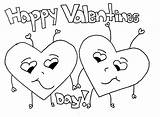Coloring Valentines Happy Pages Hearts Kids Two sketch template
