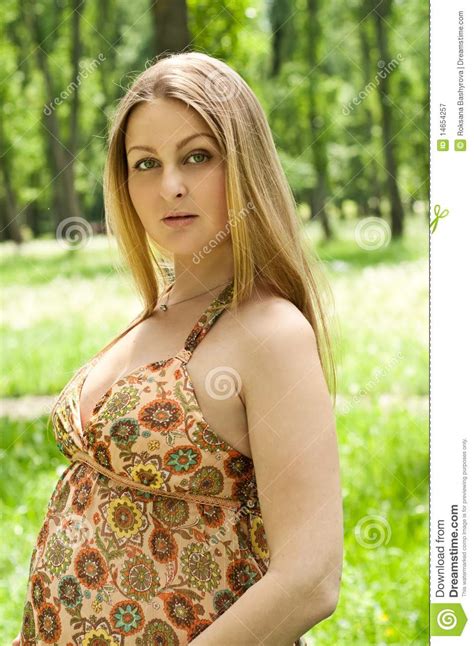 beautiful pregnant blonde woman stock image image of