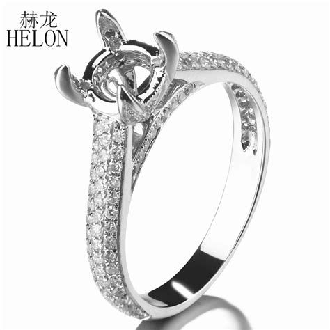 helon solid  au white gold semi mount ring settings  mm  cut  natural