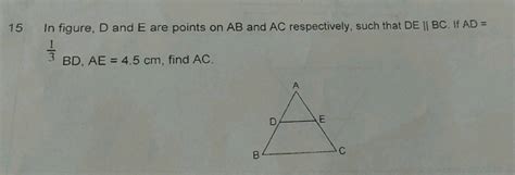 in a abc d and e are points on the sides ab and ac respectively such