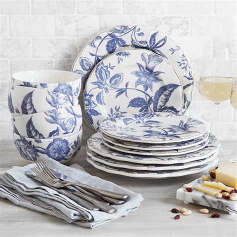italian blue floral 12 piece dinnerware set sur la table