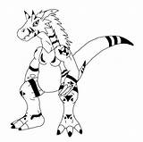 Growlmon Digimon Lineart sketch template