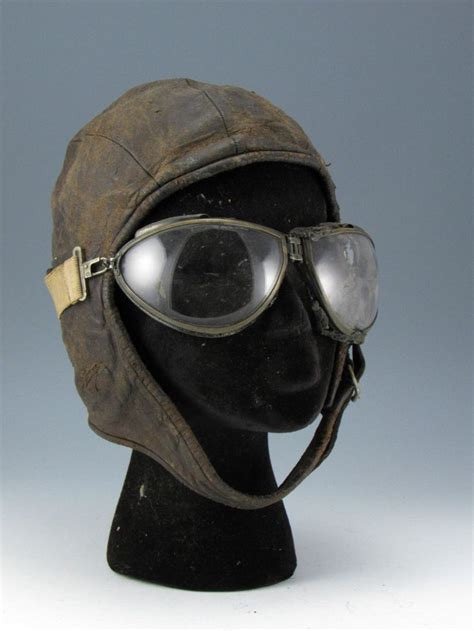 Original Wwi Leather Aviator Hat Spaulding Cap Goggles Us Army Air