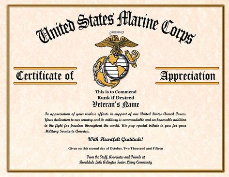 veterans day ideas veterans appreciation certificate