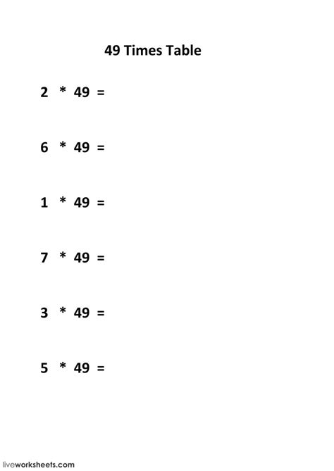 times table interactive worksheet