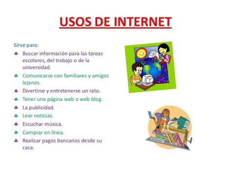diapositiva de usos de internet