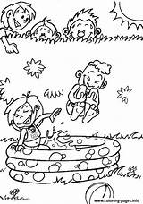 Coloring Pages Playing Kids Summer Printable sketch template
