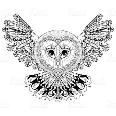 coloring page  owl hand drawing illustration tribal totem