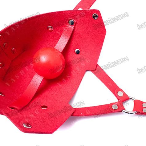 pvc leather ball mouth gag head harness half face mask restraints