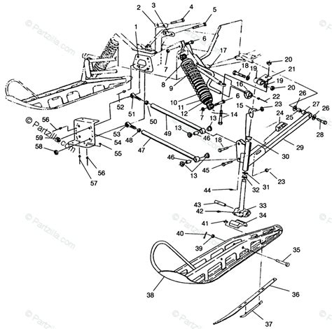 polaris snowmobile  oem parts diagram  front suspension ski  partzillacom