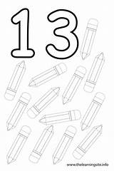 Number 13 Coloring Pages Worksheets 19 Preschool Thirteen Pencils Flashcard Numbers Math Activities Color Printable Colouring Eggs Nineteen Kindergarten Trace sketch template