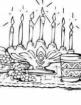 Kwanzaa Burning Candle Chanukah sketch template