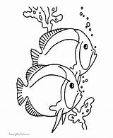 Fish Coloring Pages Tropical Book Kids Color Simple Printable Drawing Colouring Tattoo Print Drawings Sheets Exotic Preschool Objects Flower Outline sketch template
