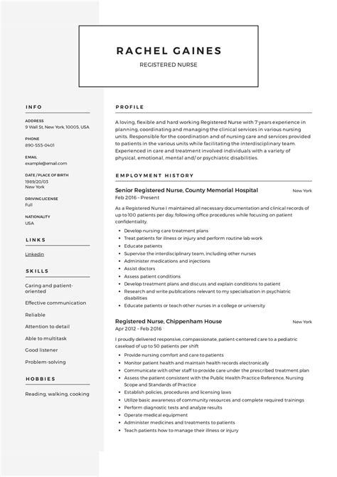 nurse resume template