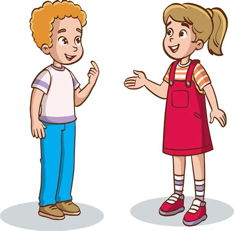 school children talking vector full length characters boy  girl kids illustration