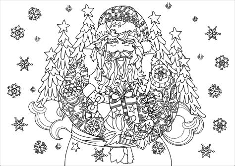 santa claus  christmas coloring pages  adults pictures