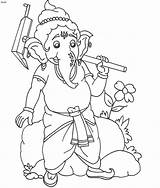 Ganesha Coloring Ganesh Hindu Diwali 4to40 sketch template
