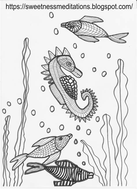 sweetness meditations  coloring pages  seahorses