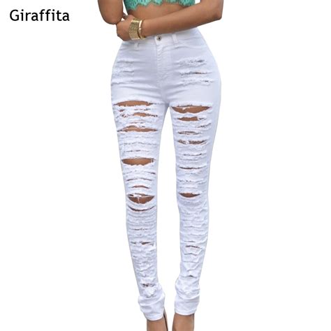 New Fashion Ripped Jeans High Waist Skinny Jeans Stretchy Destroyed