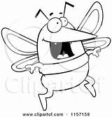Mosquito Cartoon Jumping Happy Clipart Outlined Coloring Vector Thoman Cory Flea Loving sketch template