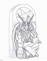 Satan Satanic Baphomet sketch template