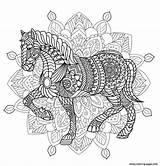 Coloring Animal Mandala Horse Pages Adult Printable Info sketch template