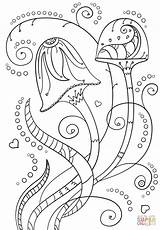 Mushrooms Trippy Psychedelic Getdrawings Supercoloring sketch template