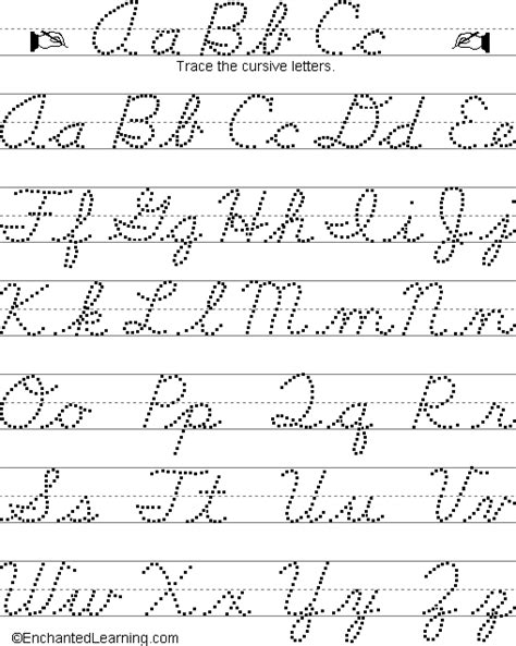 cursive writing worksheet    index enchanted learning search