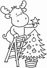 Christmas Coloring Reindeer Tree Decorating Printable Pages Kids Toddler Description sketch template