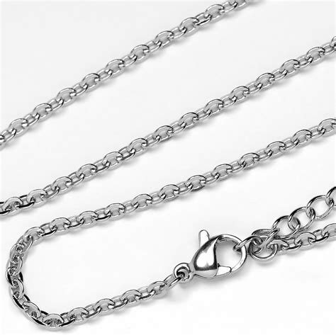 stainless steel finished flat link necklace chain 18 chai