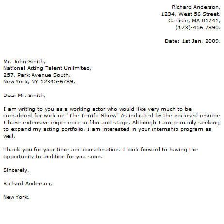 acting cover letter template