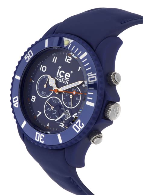 ice  mens chronograph blue dial blue leather  chbebl