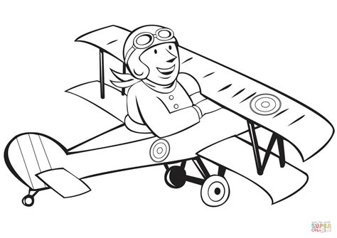 ww french pilot  biplane coloring page  printable coloring pages