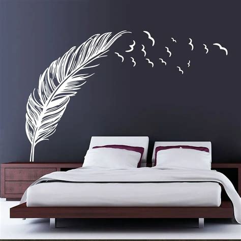 xcm flying feather large wall stickers vinyl art decals modern