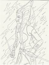 Ahsoka Ryan Pages Tano Brock Colouring Wars Star sketch template