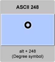 degree ascii     degrees symbol   keyboard
