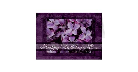 happy birthday mom textured lilacs card zazzle