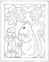 Coloring Squirrel Hooking Rug Primitive Needle Punch Embroidery Patterns Pages Drawing sketch template