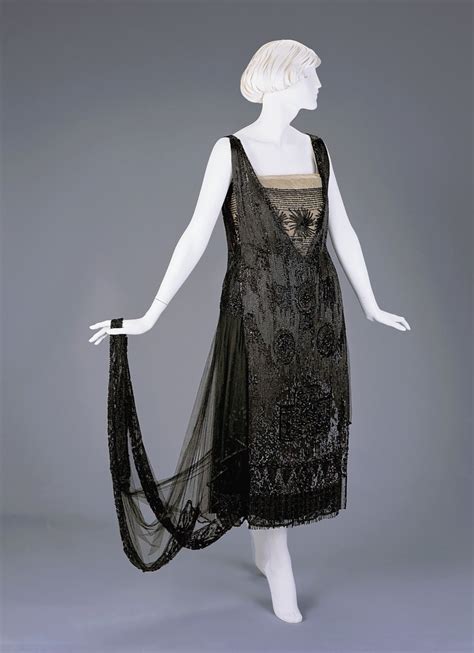 evening dress 1918 1920 silk beads sequins metallic