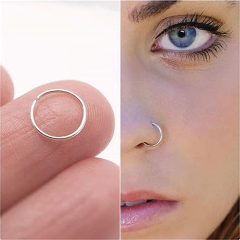 20g fake nose ring simple nose hoop silver etsy