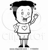 Girl Clipart Waving Cute Cartoon Cory Thoman Outlined Coloring Vector 2021 sketch template