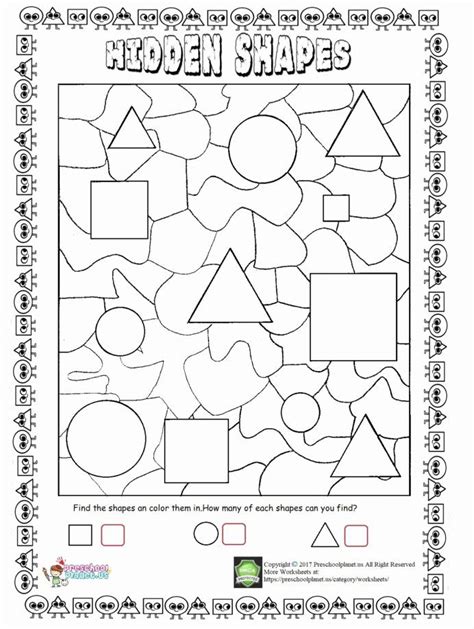 hidden objects worksheets  preschoolers   hidden shapes