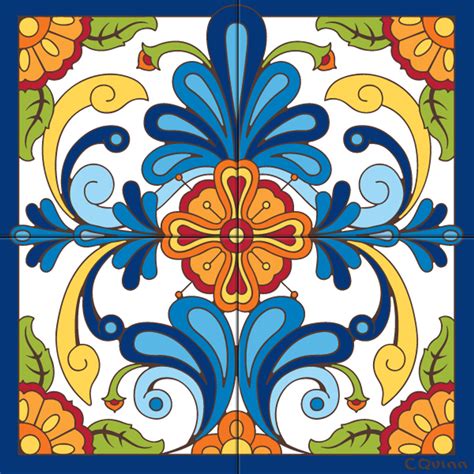 mural blue talavera design decorative art tile