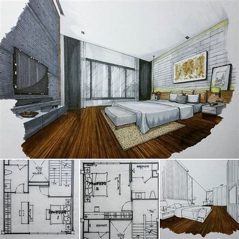 bedroom   designed  mrts private house sketch handdrawing perspect architecture