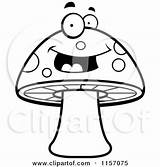 Mushroom Happy Face Cartoon Clipart Coloring Cory Thoman Outlined Vector Mascot Mad Smiling Small Clipartof sketch template