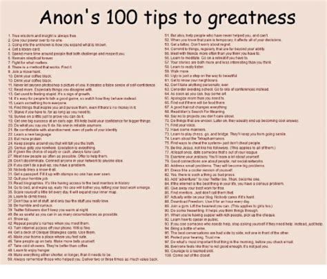 anon s 100 tips to greatness 1 true wisdom and insight is always free 2