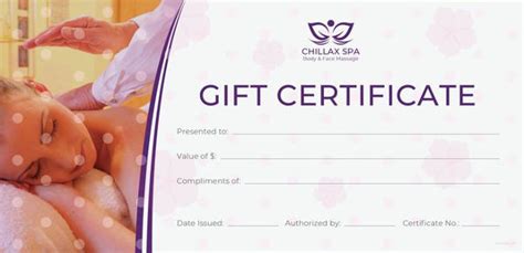 massage gift certificate template  printable  templates