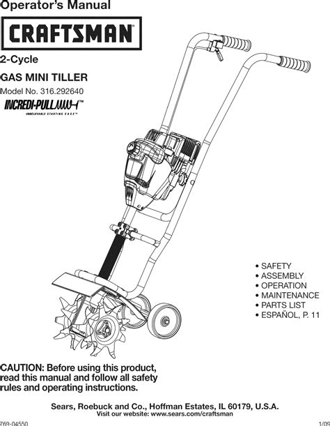 craftsman  user manual gas mini tiller manuals  guides