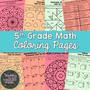 grade math color  answer math coloring pages tpt