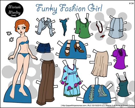 funky fashion girl printable paper doll paper thin personas